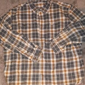 Carhartt Heavy Duty Flannel Men's Casual Plaid Shirt - Gray, Brown, and Orange